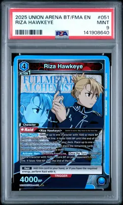 2025 UNION ARENA UE09BT/FMA FULL METAL ALCHEMIST #051 RIZA HAWKEYE PSA 9 - Image 1