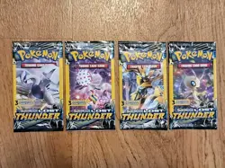 Pokemon TCG Sun & Moon Lost Thunder 3 Card Art Set New Sealed Excellent 4 Packs - Image 1