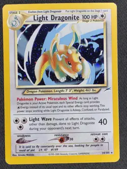 Pokemon Light Dragonite 14/105 Neo Destiny Holo Rare WOTC Vintage Card LP - Image 1