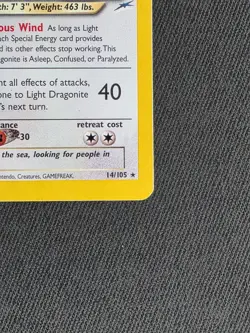 Pokemon Light Dragonite 14/105 Neo Destiny Holo Rare WOTC Vintage Card LP - Image 5