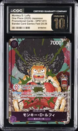 2025 ONE PIECE PROMO JPN BANDAI CARD GAMES FEST MONKEY D. LUFFY CGC 10 PRISTINE - Image 1