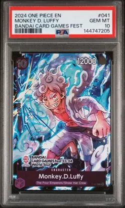 2024 ONE PIECE PROMOS BANDAI CARD GAMES FEST #041 MONKEY D. LUFFY PSA 10 - Image 1