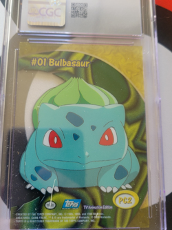 2000 Topps Pokemon TV Animation Series 2 Bulbasaur Clear Card Blue Logo CGC 10 - Image 2