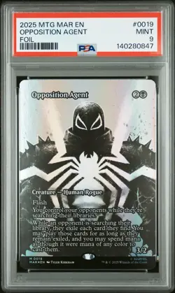 2025 MTG MARVEL'S SPIDER-MAN: SOURCE MAT FOIL #0019 OPPOSITION AGENT PSA 9 - Image 1