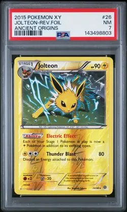 2015 POKEMON XY ANCIENT ORIGINS #26 JOLTEON-REVERSE FOIL PSA 7 - Image 1