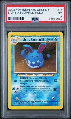 2002 POKEMON NEO DESTINY #13 LIGHT AZUMARILL-HOLO PSA 7 - Image 1