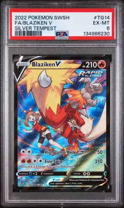 2022 POKEMON SWORD & SHIELD SILVER TEMPEST #TG14 FULL ART/BLAZIKEN V PSA 6 - Image 1