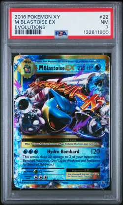 2016 POKEMON XY EVOLUTIONS #22 M BLASTOISE EX PSA 7 - Image 1