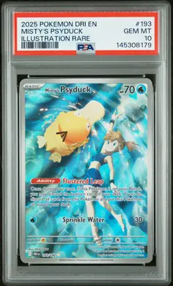 2025 POKEMON DRI EN-DESTINED RIVALS ILLUSTRATION RARE MISTY'S PSYDUCK PSA 10 - Image 1