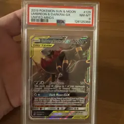 2019 POKEMON SUN & MOON UNIFIED MINDS #125 UMBREON & DARKRAI GX PSA 8 Graded - Image 2