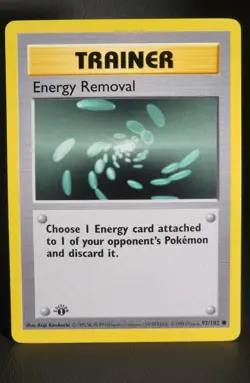 1999 Pokemon Game 1st Edition Trainer ENERGY REMOVAL Shadowless English 92/102 - Image 1