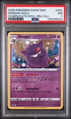 2020 POKEMON SWSH BLACK STAR PROMO #052 GENGAR-HOLO PSA 7 - Image 1