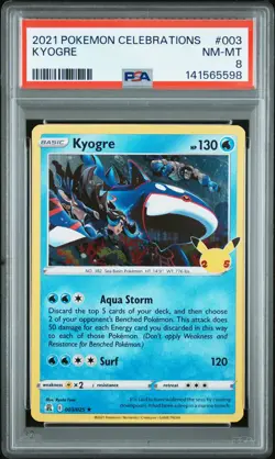 2021 POKEMON CELEBRATIONS #003 KYOGRE PSA 8 - Image 1