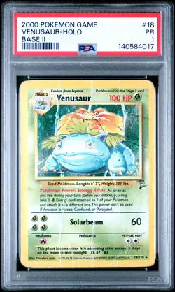 2000 POKEMON BASE SET 2 #18 VENUSAUR-HOLO PSA 1 - Image 1