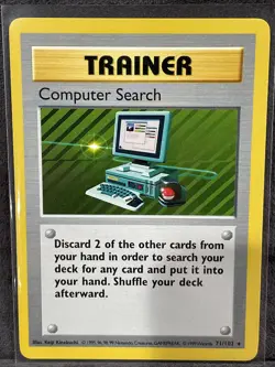 Pokemon TCG Computer Search Trainer Base Set Rare 71/102 Shadowless - Image 1