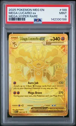 2025 POKEMON MEG EN-MEGA EVOLUTION MEGA HYPER RARE #188 MEGA LUCARIO EX PSA 9 - Image 1