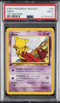 2000 POKEMON ROCKET 1ST EDITION #49 ABRA PSA 9 - Image 1