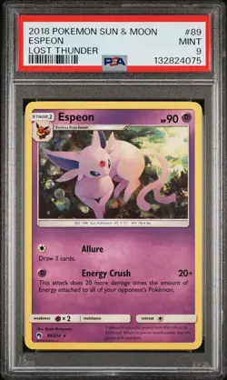 2018 POKEMON SUN & MOON LOST THUNDER #89 ESPEON PSA 9 - Image 1
