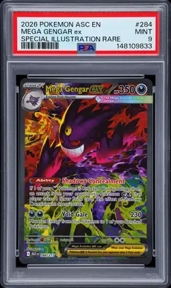 2026 POKEMON ASCENDED HEROES SPECIAL ILLUSTRATION RARE #284 MEGA GENGAR EX PSA 9 - Image 1