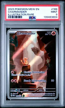 2023 POKEMON MEW EN-151 ILLUSTRATION RARE #168 CHARMANDER PSA 9 - Image 1