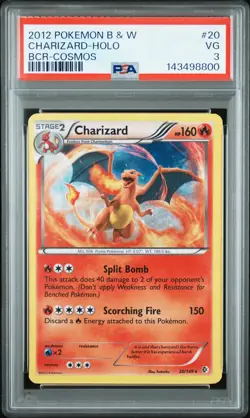 2012 POKEMON BLACK & WHITE BOUNDARIES CROSSED COSMOS #20 CHARIZARD-HOLO PSA 3 - Image 1