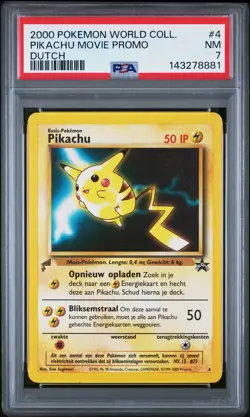 2000 POKEMON PIKACHU WORLD COLLECTION DUTCH #4 PIKACHU MOVIE PROMO PSA 7 - Image 1