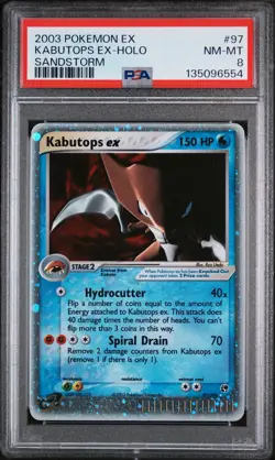 2003 POKEMON EX SANDSTORM #97 KABUTOPS EX-HOLO PSA 8 - Image 1