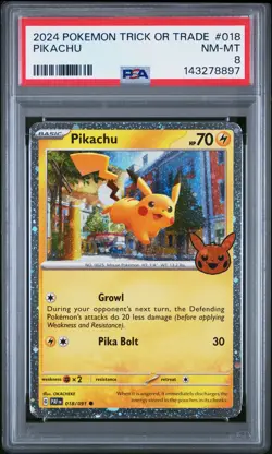 2024 POKEMON TRICK OR TRADE #018 PIKACHU PSA 8 - Image 1