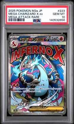 2025 POKEMON JAPANESE MEGA DREAM EX MEGA ATTACK RARE #223 CHARIZARD X EX PSA 10 - Image 1