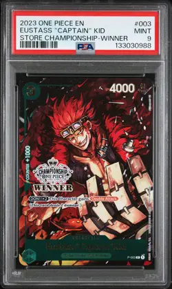2023 ONE PIECE PROMOS STORE CHAMPIONSHIP-WINNER #003 EUSTASS "CAPTAIN" KID PSA 9 - Image 1