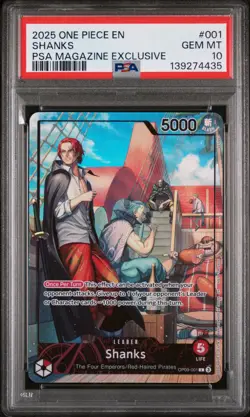 2025 ONE PIECE PROMOS PSA MAGAZINE EXCLUSIVE #001 SHANKS PSA 10 - Image 1