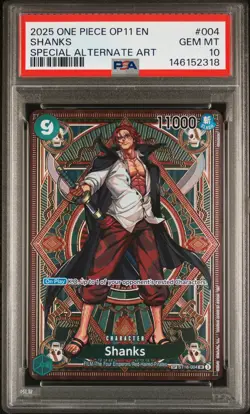 2025 ONE PIECE OP11-A FIST OF DIVINE SPEED SPECIAL ALTERNATE ART SHANKS PSA 10 - Image 1