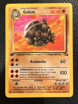 Golem Fossil 1st Edition Uncommon Pokemon Card 36/62 - Image 1