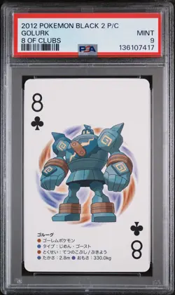 2012 POKEMON BLACK 2 PLAYING CARDS 8 OF CLUBS GOLURK PSA 9 - Image 1