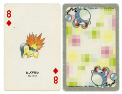 2000 Cyndaquil 8 of Diamonds Pokemon Silver Part 2 Playing Card Japan Original - Image 1