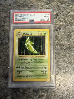 1999 Pokemon Metapod Shadowless 54/102 PSA 9 - Pop 333 - Base Set - Image 1