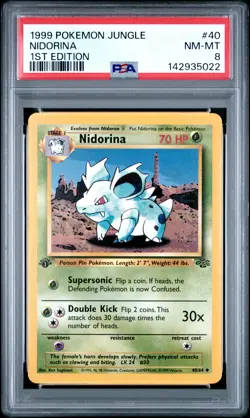 1999 POKEMON JUNGLE 1ST EDITION #40 NIDORINA PSA 8 - Image 1