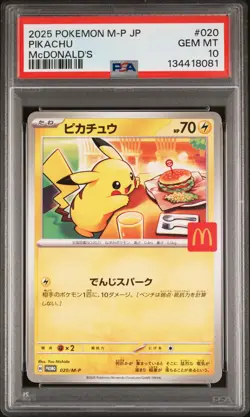 2025 POKEMON JAPANESE M-P PROMO MCDONALD'S #020 PIKACHU PSA 10 - Image 1