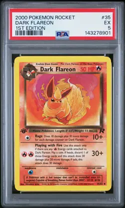 2000 POKEMON ROCKET 1ST EDITION #35 DARK FLAREON PSA 5 - Image 1