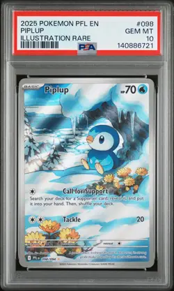2025 POKEMON PFL EN-PHANTASMAL FLAMES ILLUSTRATION RARE #098 PIPLUP PSA 10 - Image 1