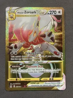Pokemon TCG Hisuian Zoroark VSTAR 213/196 Lost Origin Secret Rare Gold Holo NM - Image 1