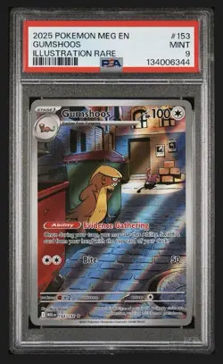 2025 POKEMON MEG EN-MEGA EVOLUTION ILLUSTRATION RARE #153 GUMSHOOS PSA 9 - Image 1