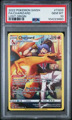 2022 POKEMON SWORD & SHIELD LOST ORIGIN #TG03 FULL ART/CHARIZARD PSA 10 - Image 1