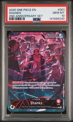2025 ONE PIECE ENGLISH 2ND ANNIVERSARY SET OP09-001 L SHANKS PSA 10 - Image 1