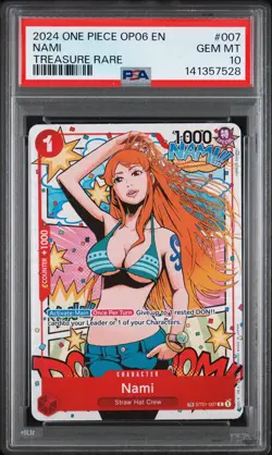 2024 ONE PIECE OP06-WINGS OF THE CAPTAIN TREASURE RARE #007 NAMI PSA 10 - Image 1