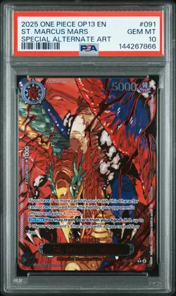 2025 ONE PIECE OP13-CARRYING ON HIS WILL ALT ART #091 ST. MARCUS MARS PSA 10 - Image 1