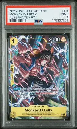 2025 ONE PIECE OP10-ROYAL BLOOD ALTERNATE ART #111 MONKEY D. LUFFY PSA 9 - Image 1