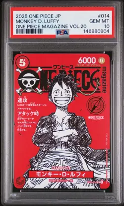 2025 ONE PIECE JAPANESE PROMOS MAGAZINE VOL.20 #014 MONKEY D. LUFFY PSA 10 - Image 1