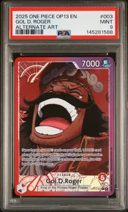 2025 ONE PIECE OP13-CARRYING ON HIS WILL ALTERNATE ART #003 GOL D. ROGER PSA 9 - Image 1