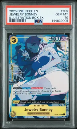 2025 ONE PIECE PROMOS ILLUSTRATION BOX EX #105 JEWELRY BONNEY PSA 10 - Image 1
